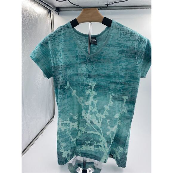The North Face Women's T-shirt in Blue and White Abstract Print Size Medium - Picture 1 of 4